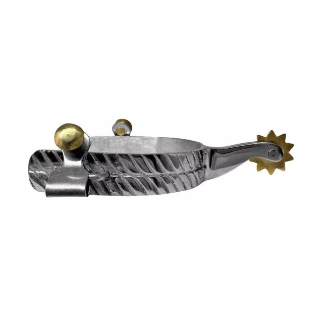 Showman Stainless Steel Engraved Spurs with Brass Rowels