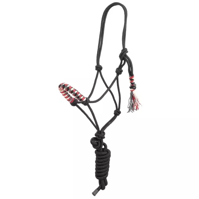 Showman Steely Red Mohair Wool Nose Cowboy Knot Halter with Lead