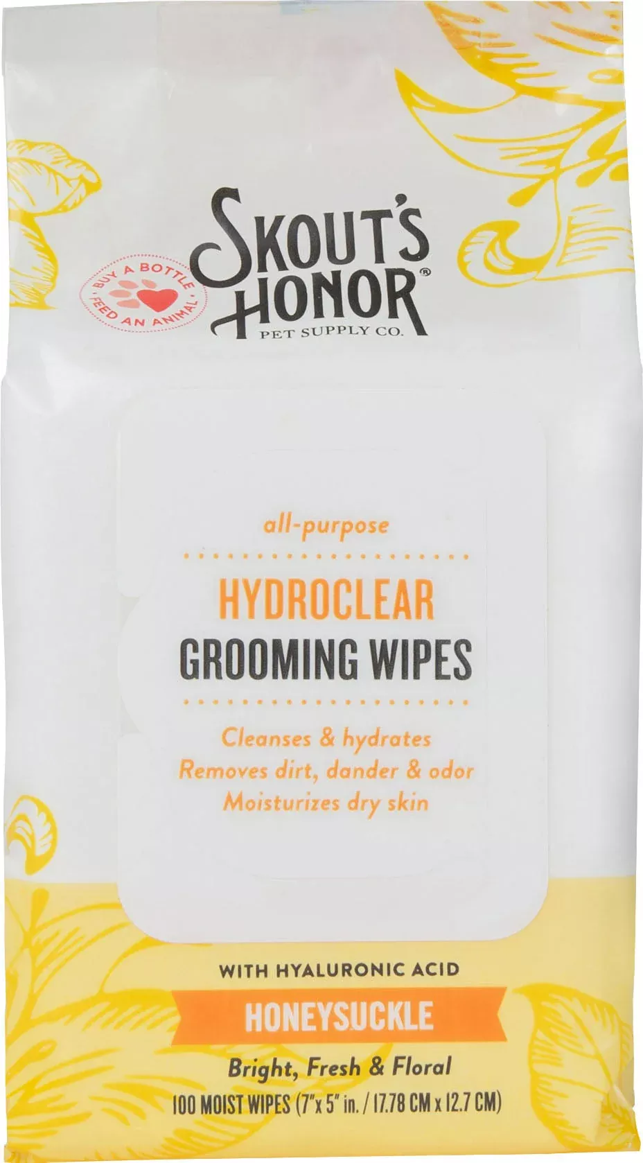 Skout's Honor HydroClear Grooming Wipes, Honeysuckle, 100 Count