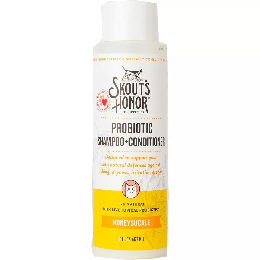 Skout's Honor Probiotic Shampoo + Conditioner for Cats, Honeysuckle, 16 oz