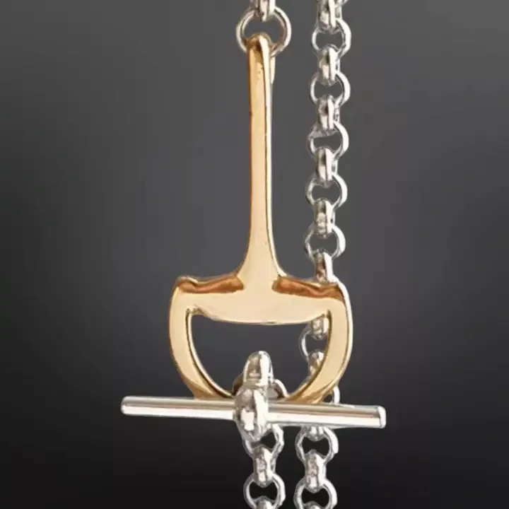 Snaffle Bit Two Tone Stainless Steel Necklace