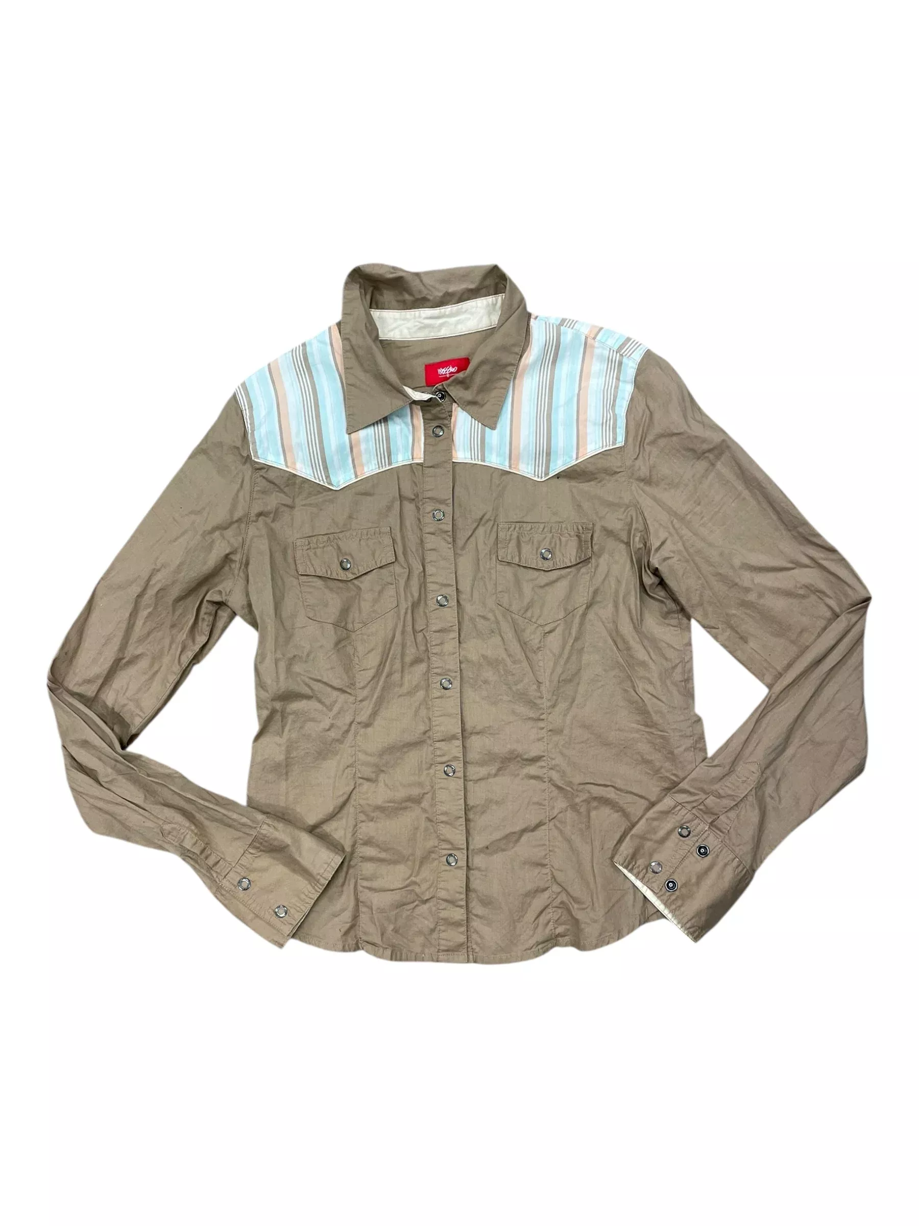 Snap Up Flannel - Brown/Stripes - M - USED
