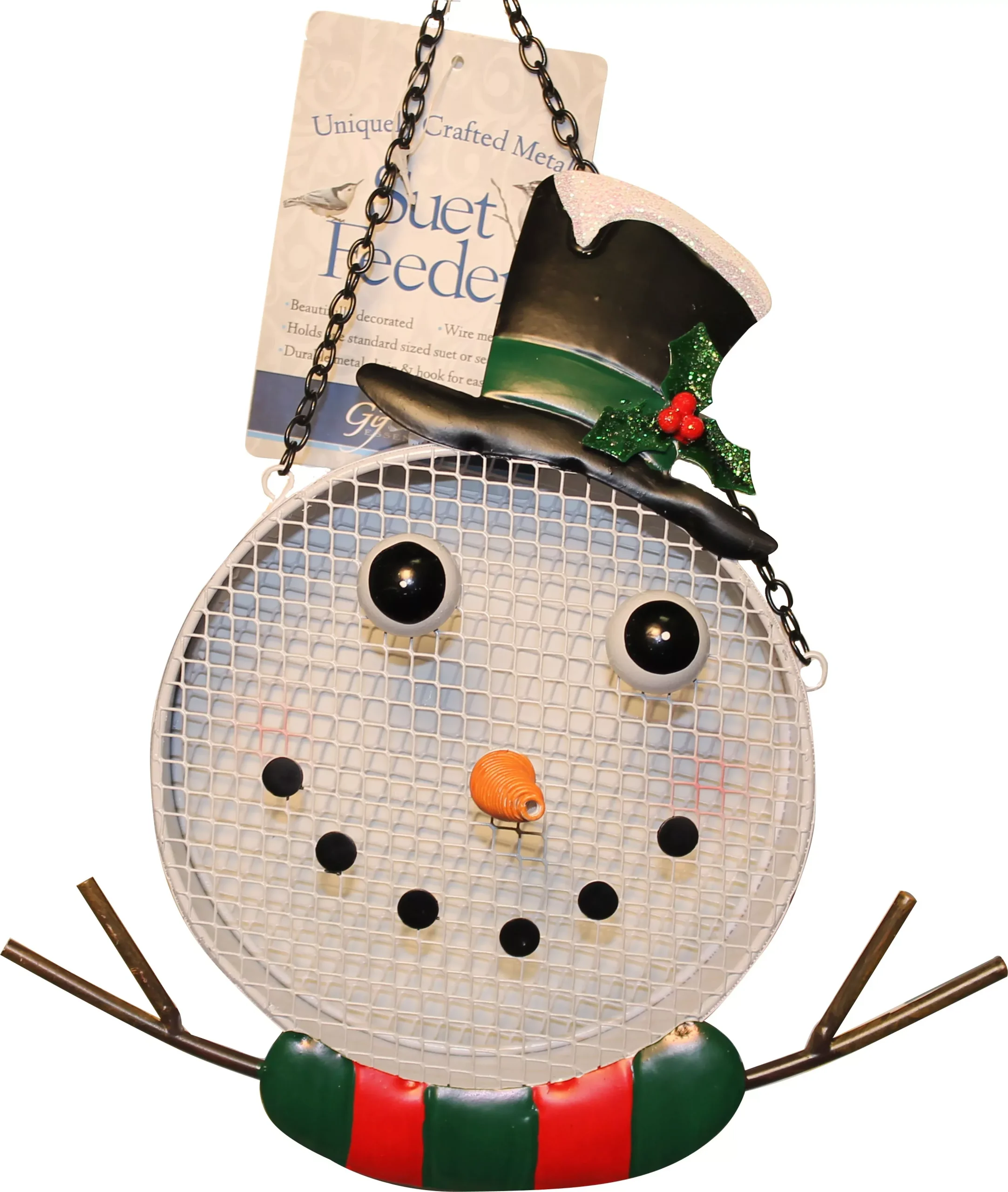 Songbird Essentials White Mesh Snowman Bird Feeder, 5 Cup Capacity