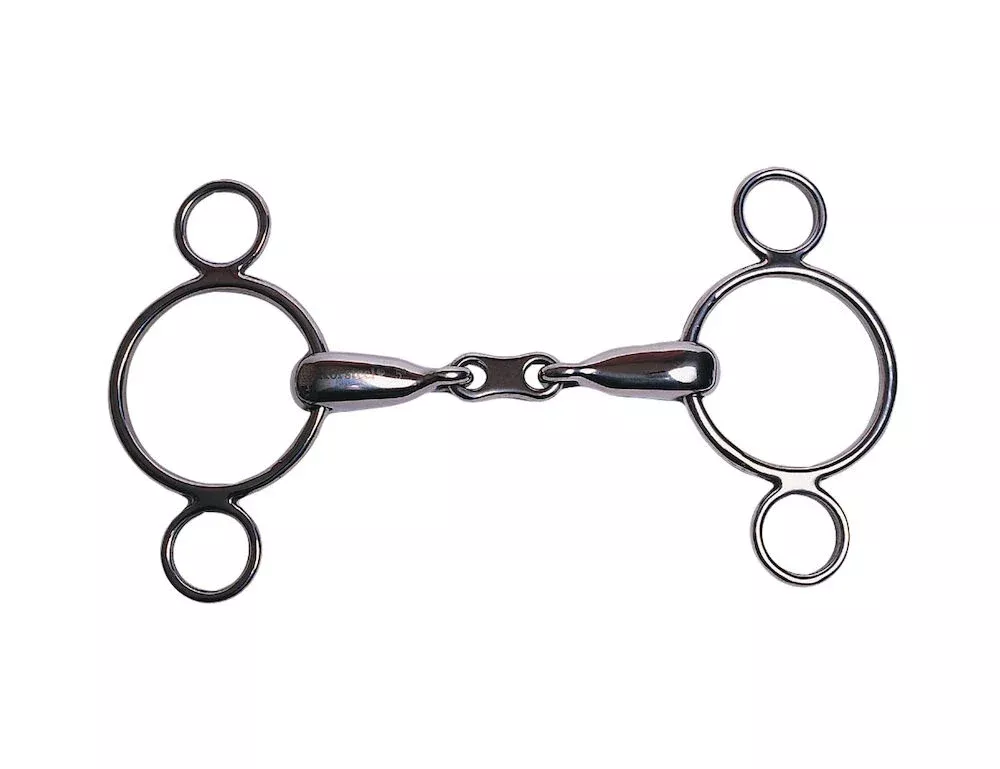 Stainless Steel French Link 2 Ring Dutch Gag Bit