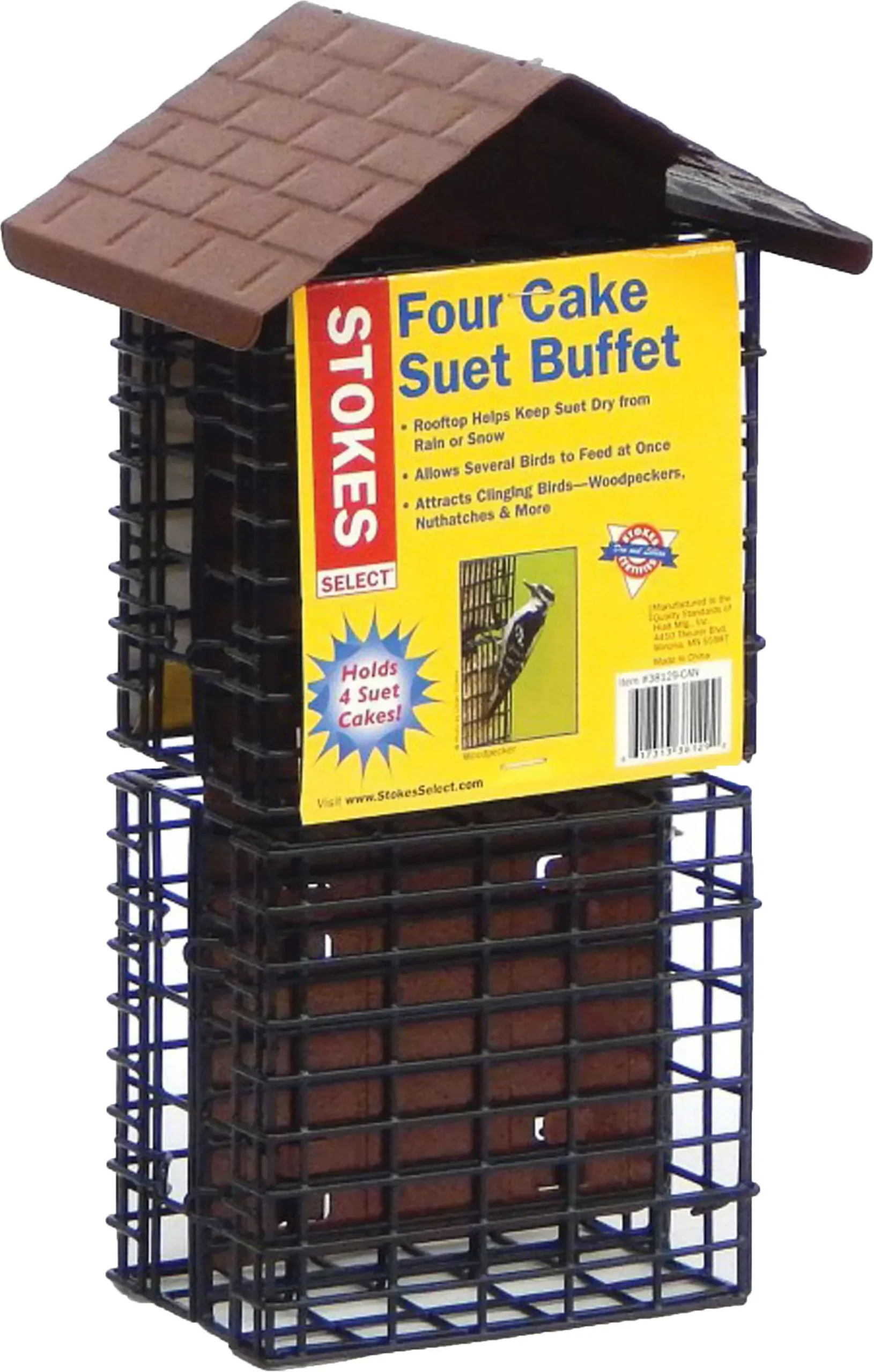Suet Buffet Feeder W/weather Guard 4 Cake Brown