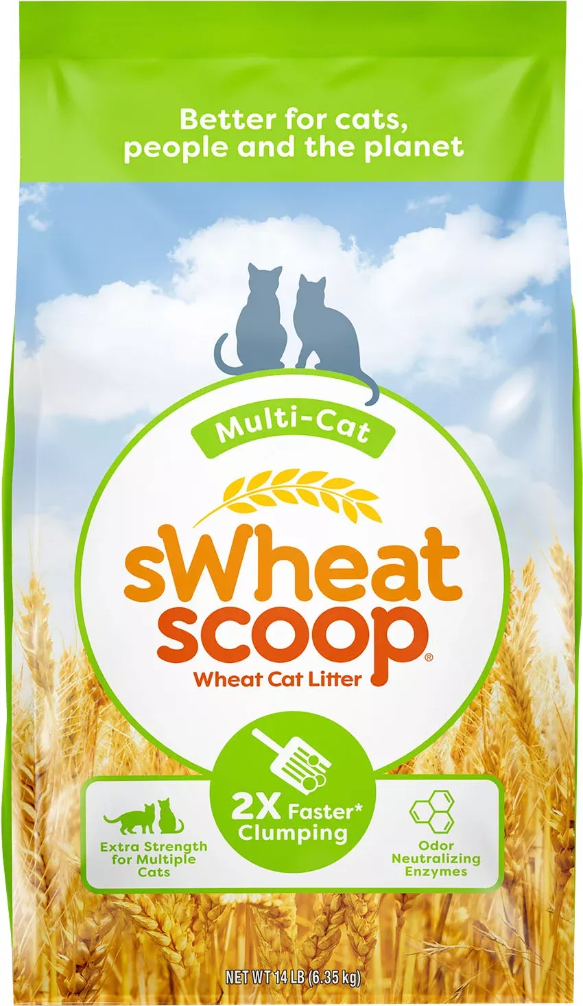 Swheat Scoop Multi-Cat Clumping Cat Litter, Wheat, 14 lb