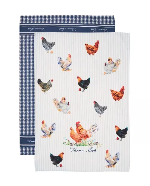 Thomas Cook Tea Towel - 2 Pack Navy /White