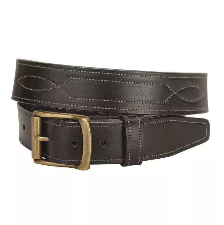 Tory Leather - 1-1/2" Havana Belt With Stitched Pattern Repeated 3 times