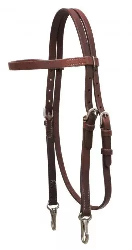 Training oiled harness leather headstall with stainless steel snaps