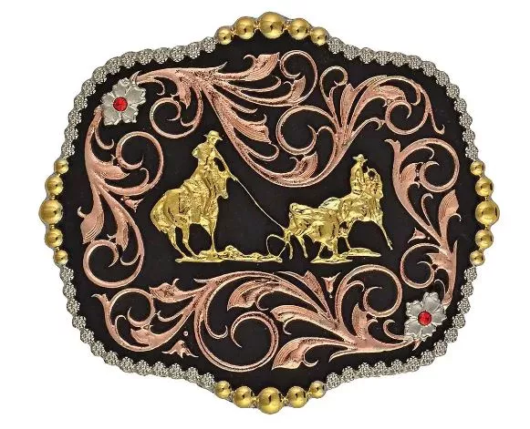 Tri-Color Team Ropers Traditional Attitude Buckle
