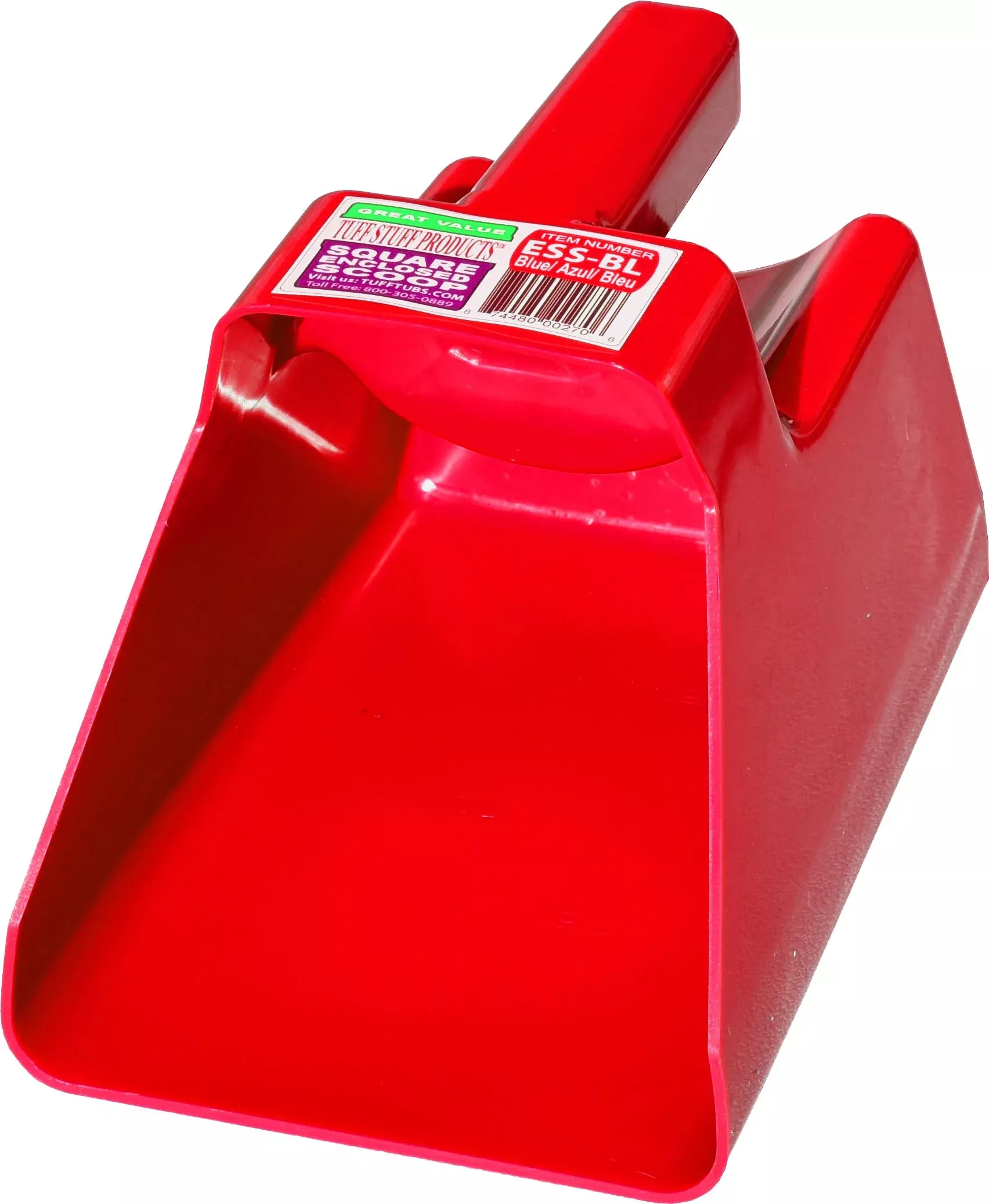 Tuff Stuff Enclosed Square Scoop 3 qt Red