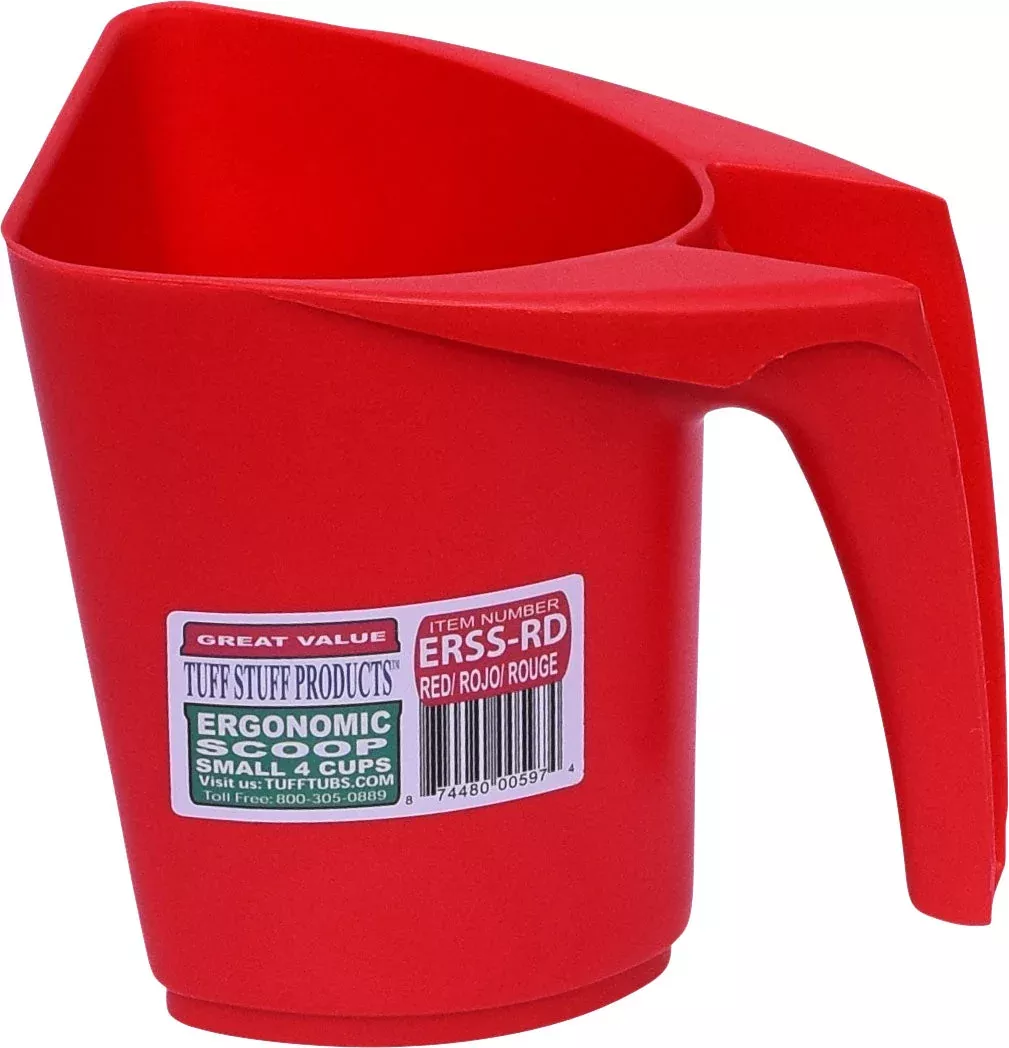 Tuff Stuff Ergonomic Feed Scoop, Red 1 qt