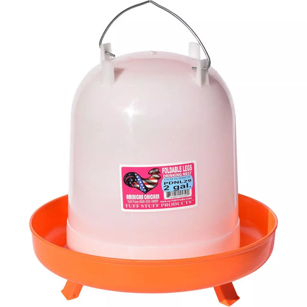 Tuff Stuff Poultry Drinker with Folding Legs, 2.1 Gallon