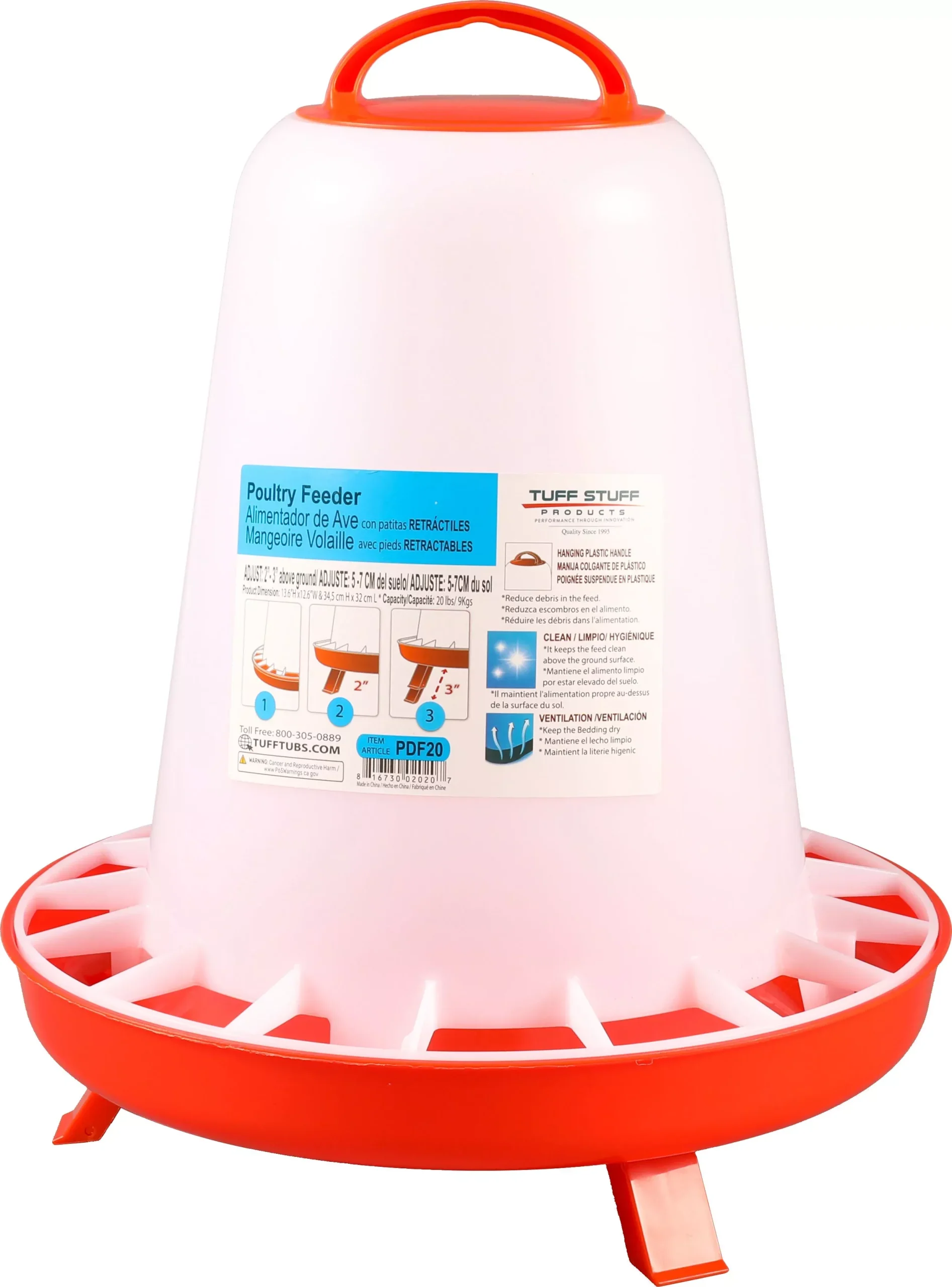 Tuff Stuff Poultry Feeder with Folding Legs, 20 lb
