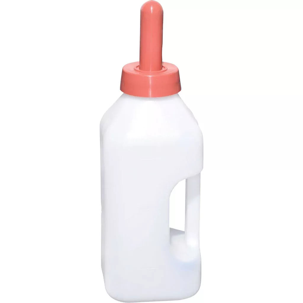 Tuff Stuff Snap-On Nipple Calf Bottle with Handle, 2 qt, White