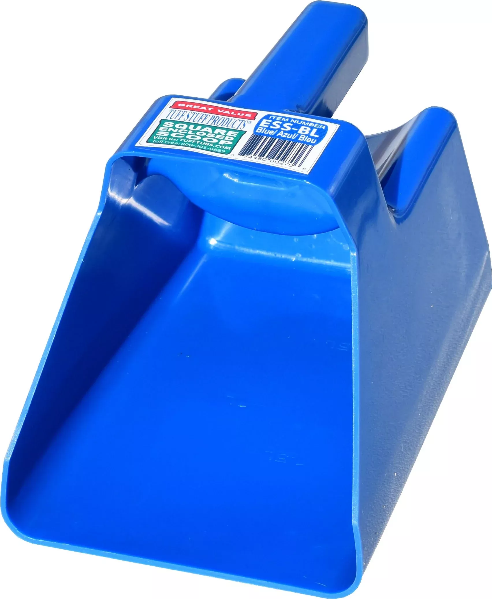 Tuff Stuff Square Enclosed Scoop, 3 qt, Blue