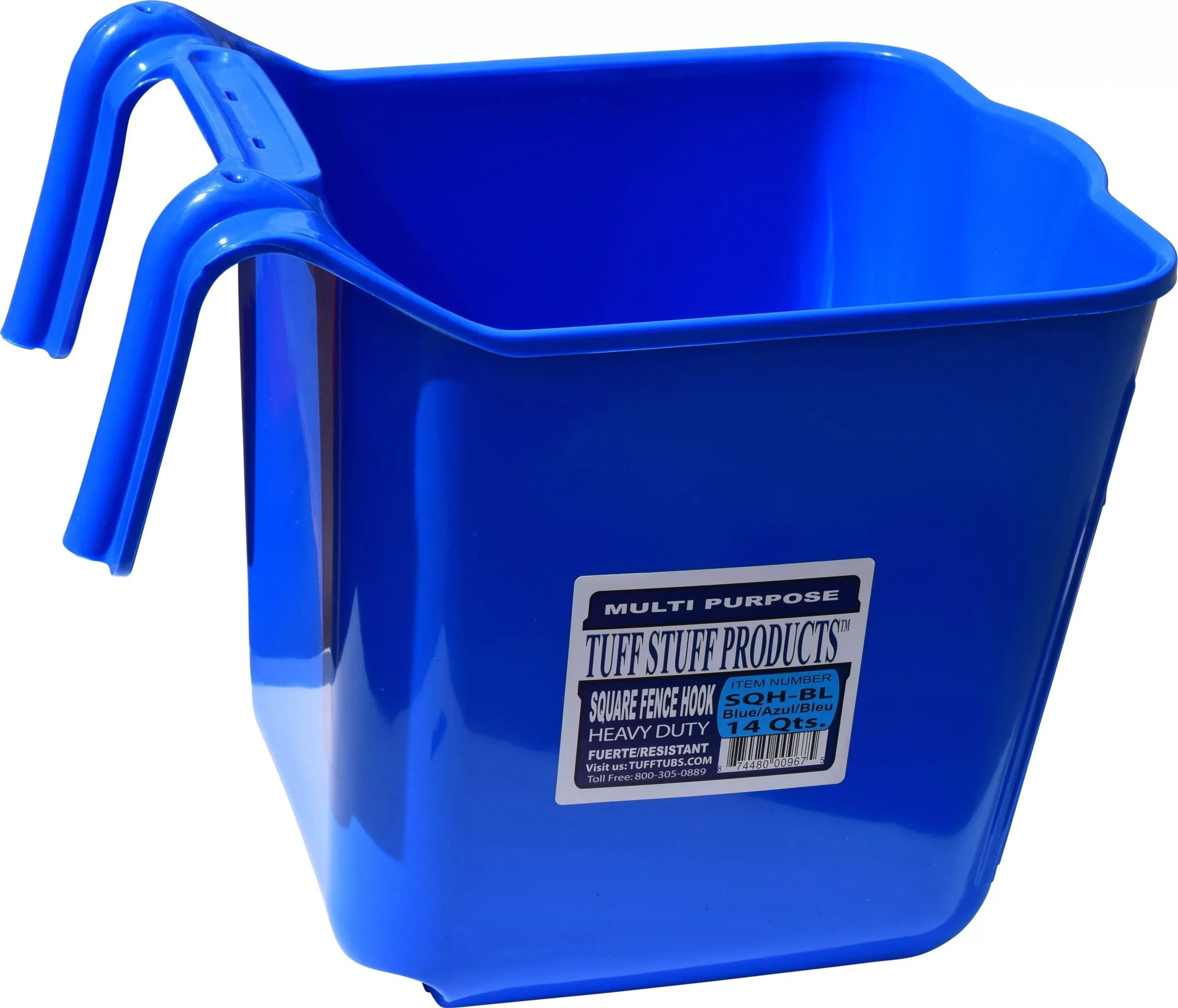 Tuff Stuff Square Fence Hook Bucket, Blue, 14 qt