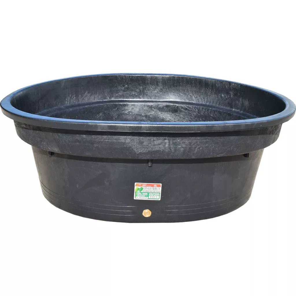 Tuff Stuff Stock Tank with Drain Plug, 300 Gallon, Black
