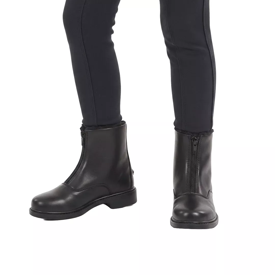 TuffRider Children's Winter Fleece Lined Front Zip Paddock Boots Black