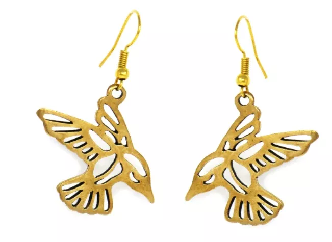 Tumbaga Gold Birds Drop Earrings