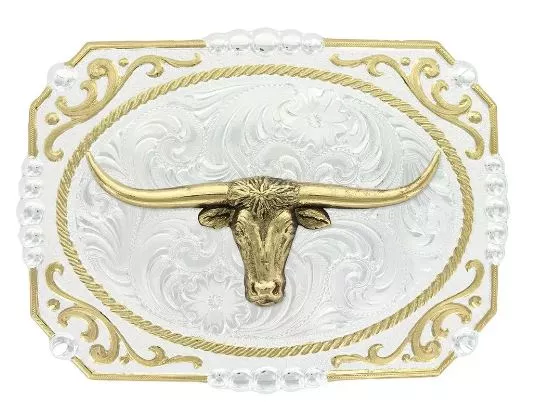 Two-tone Cowboy Cameo Buckle with Longhorn
