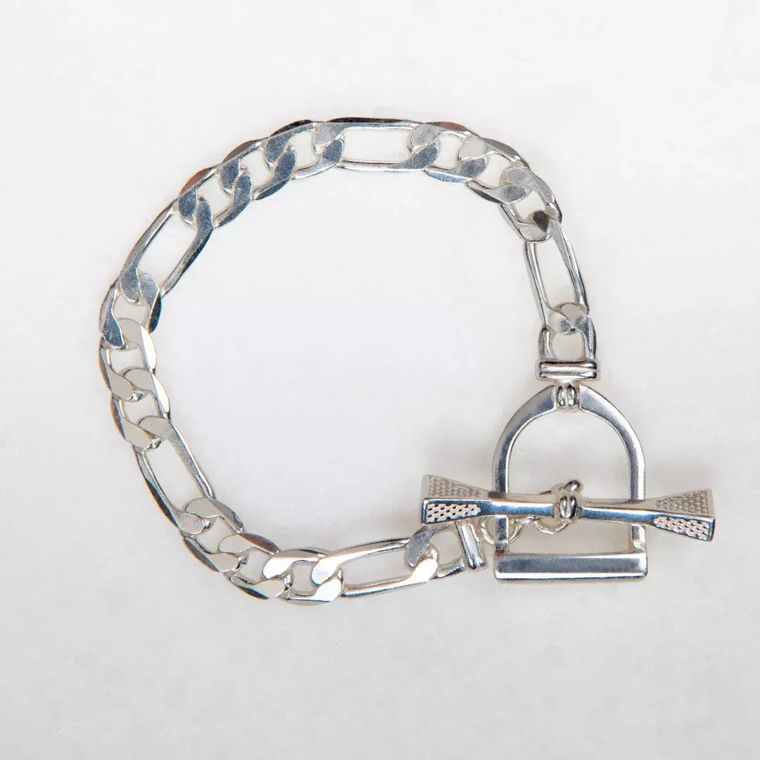 Urban Equestrian - Cortina - Cuban Chain Horse Stirrup Bracelet in Silver
