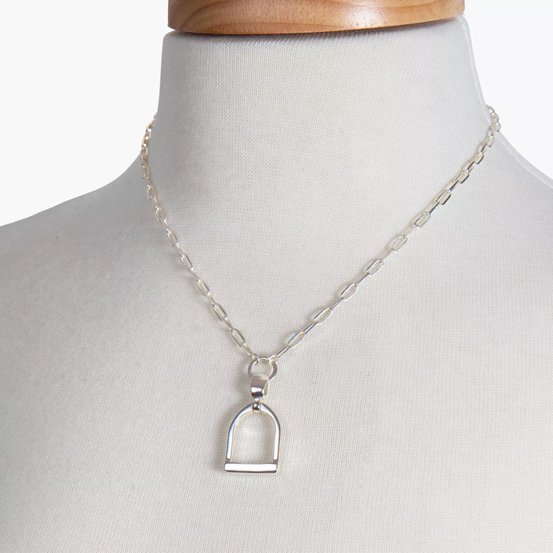 Urban Equestrian - Langley - Equestrian Riding Stirrup Necklace in Silver