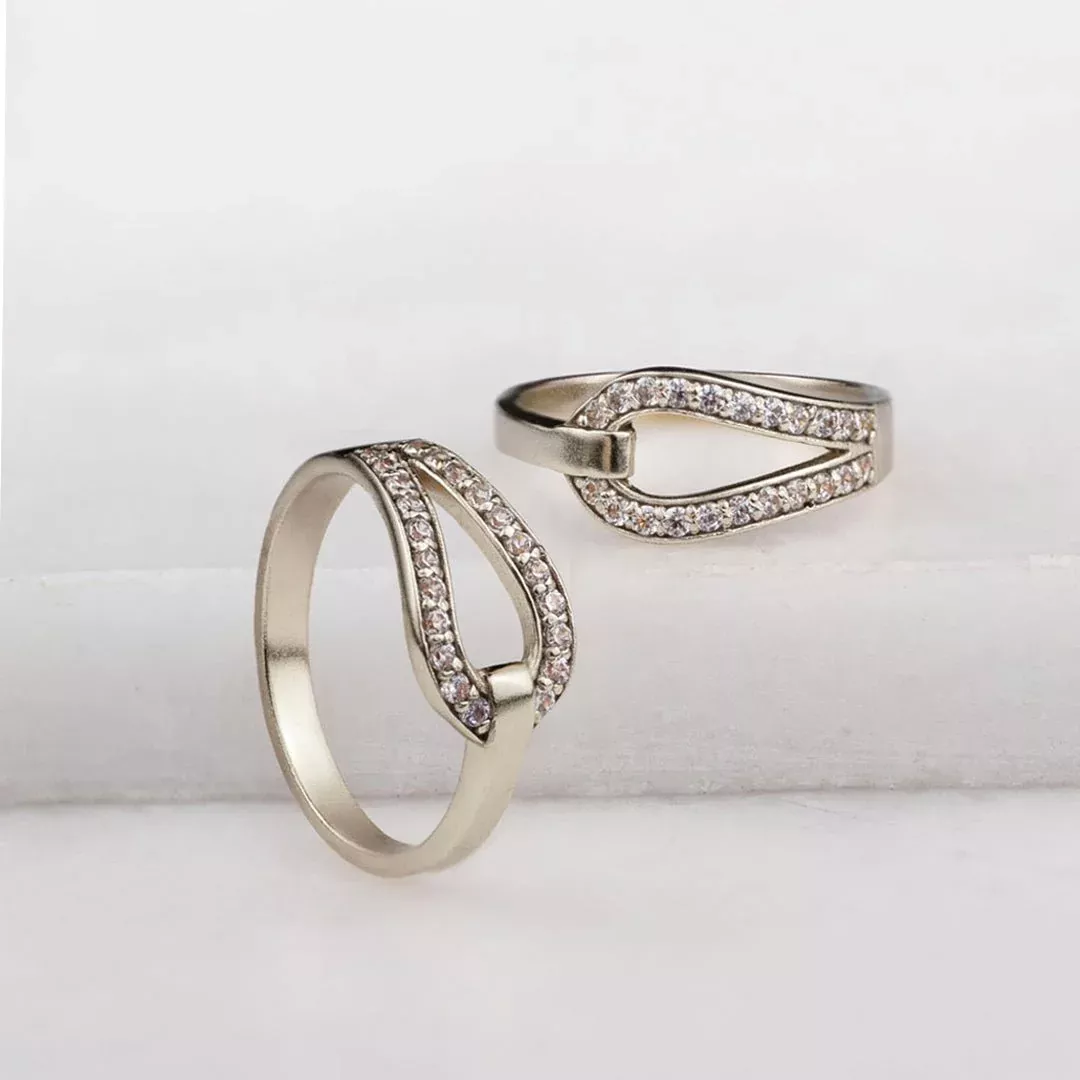 Urban Equestrian - Levade - Moissanite Equestrian Horseshoe Ring in Silver