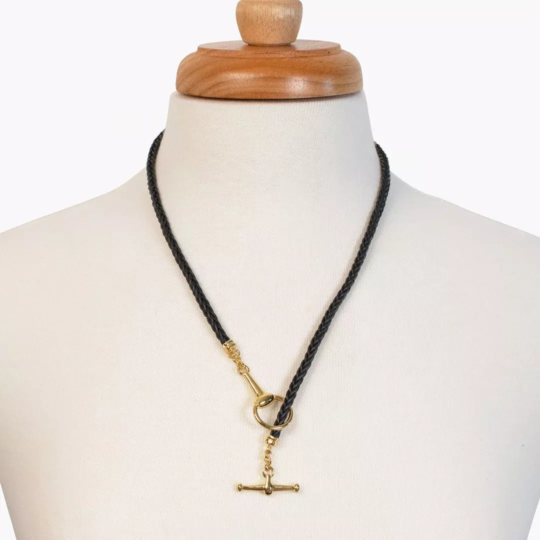 Urban Equestrian - Odeza - Horse Bit Toggle Equestrian Necklace Black and Gold