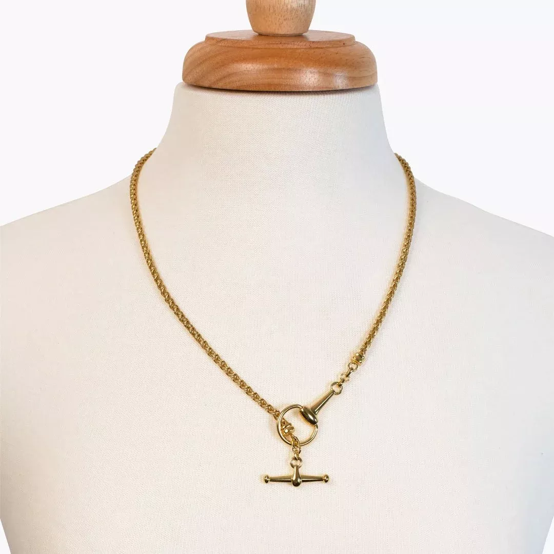 Urban Equestrian - Odeza - Horse Bit Toggle Equestrian Necklace in Gold