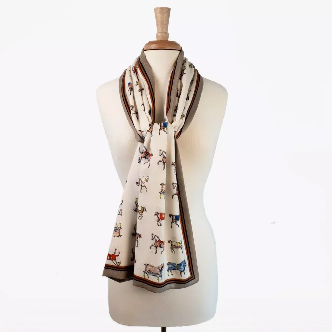 Urban Equestrian The Paddock Wrap- Equestrian Motif Double Sided Jacquard Scarf