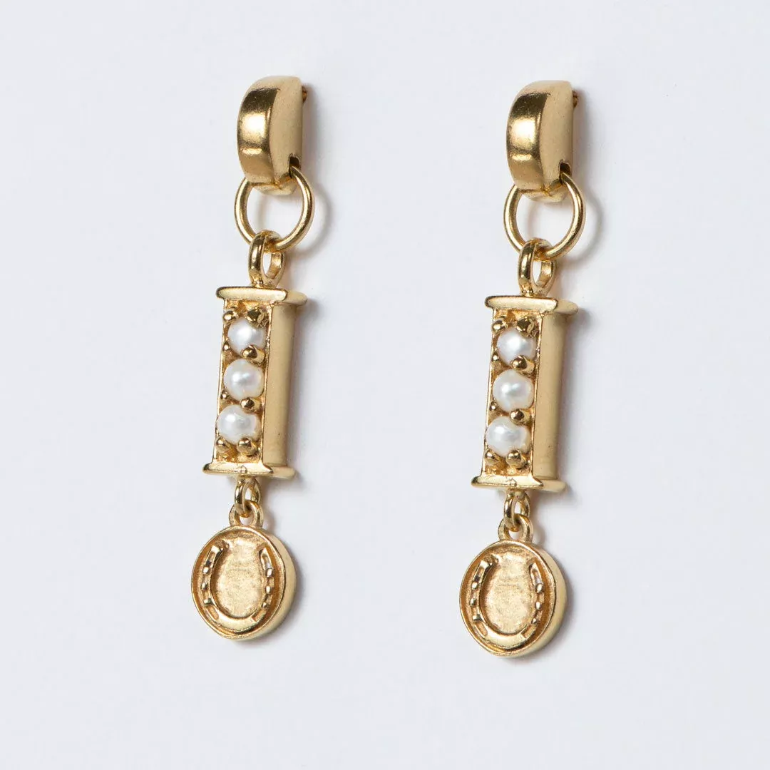 Urban Equestrian - Prism - Pearl Horseshoe Coin Earring