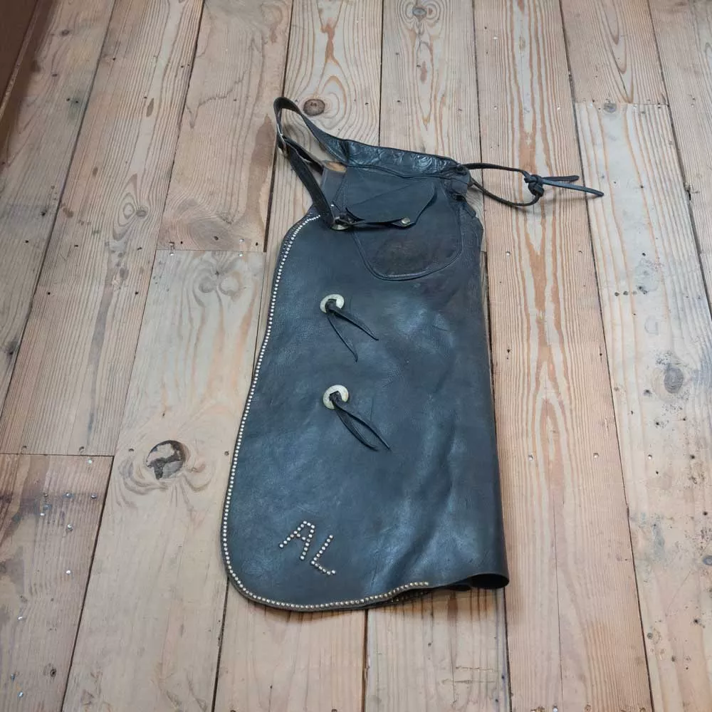 Used Slick Black Cowboy Chaps w/Initials
