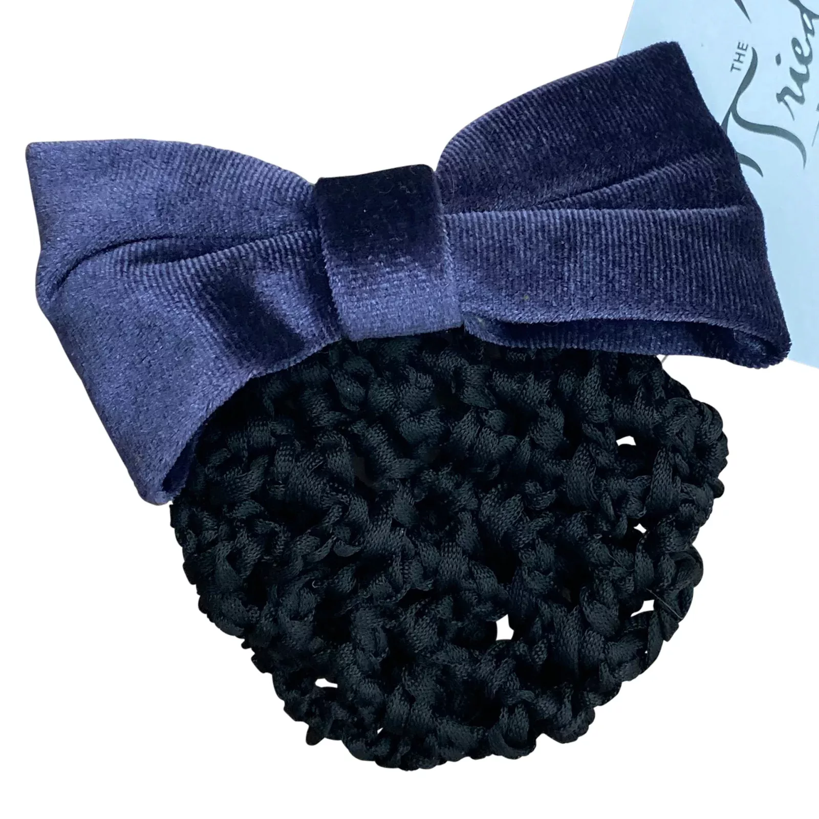 Velvet Show Bow in Navy/Black - One Size