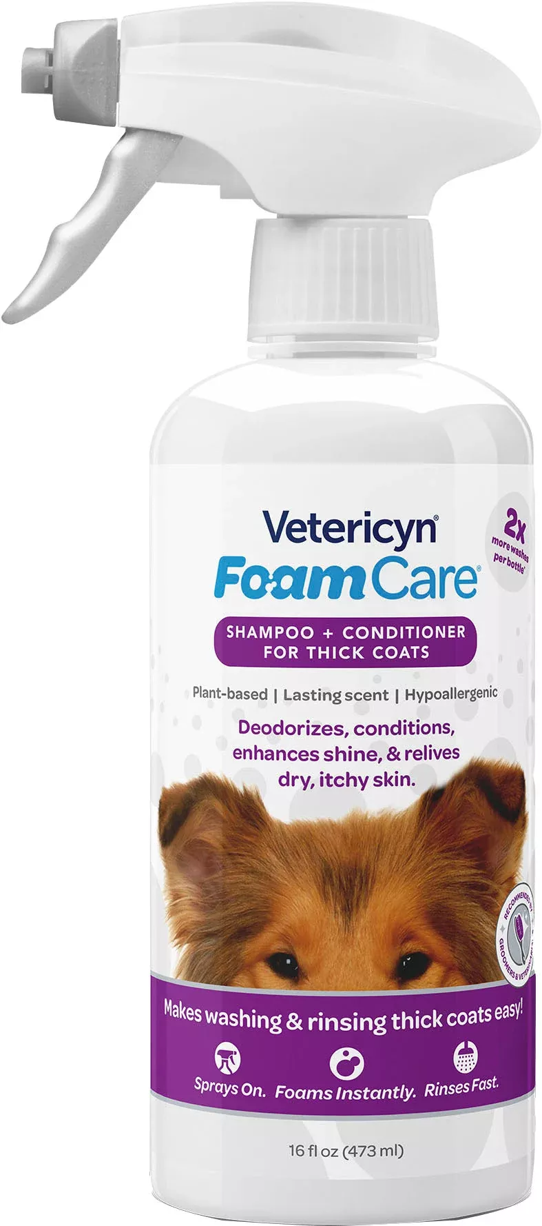 Vetericyn FoamCare Shampoo & Conditioner for Thick Coats 16 oz