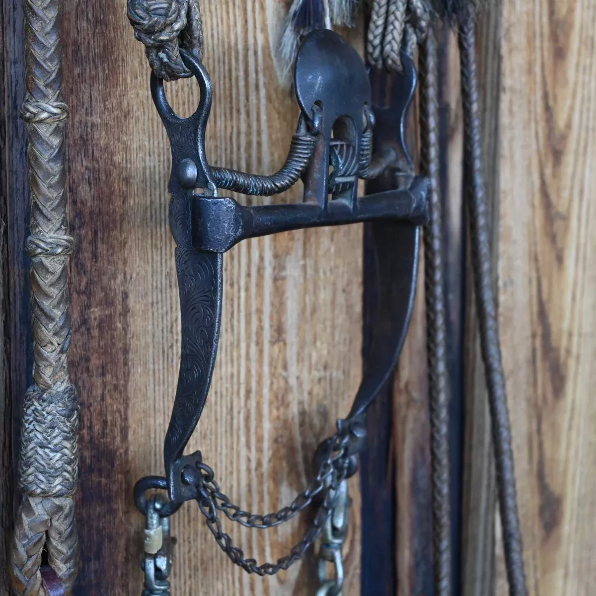 Vintage Rawhide Braided Bridle Rig with a Spade Bit