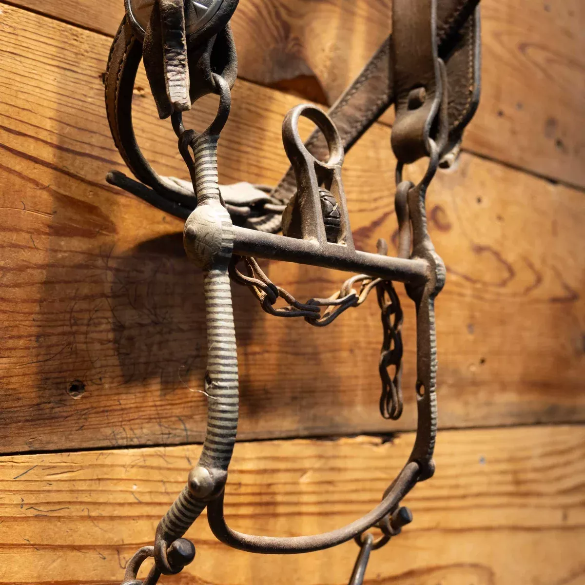 Vintage Tooled Bridle Rig w/a Mexican Silver Inlayed Bit & horse button conchos