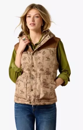 W ARIAT Frontier Puffer Vest-RETRO RODEO/DACHSHUND