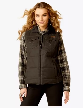 W ARIAT Grizzly Quilted Vest- Black