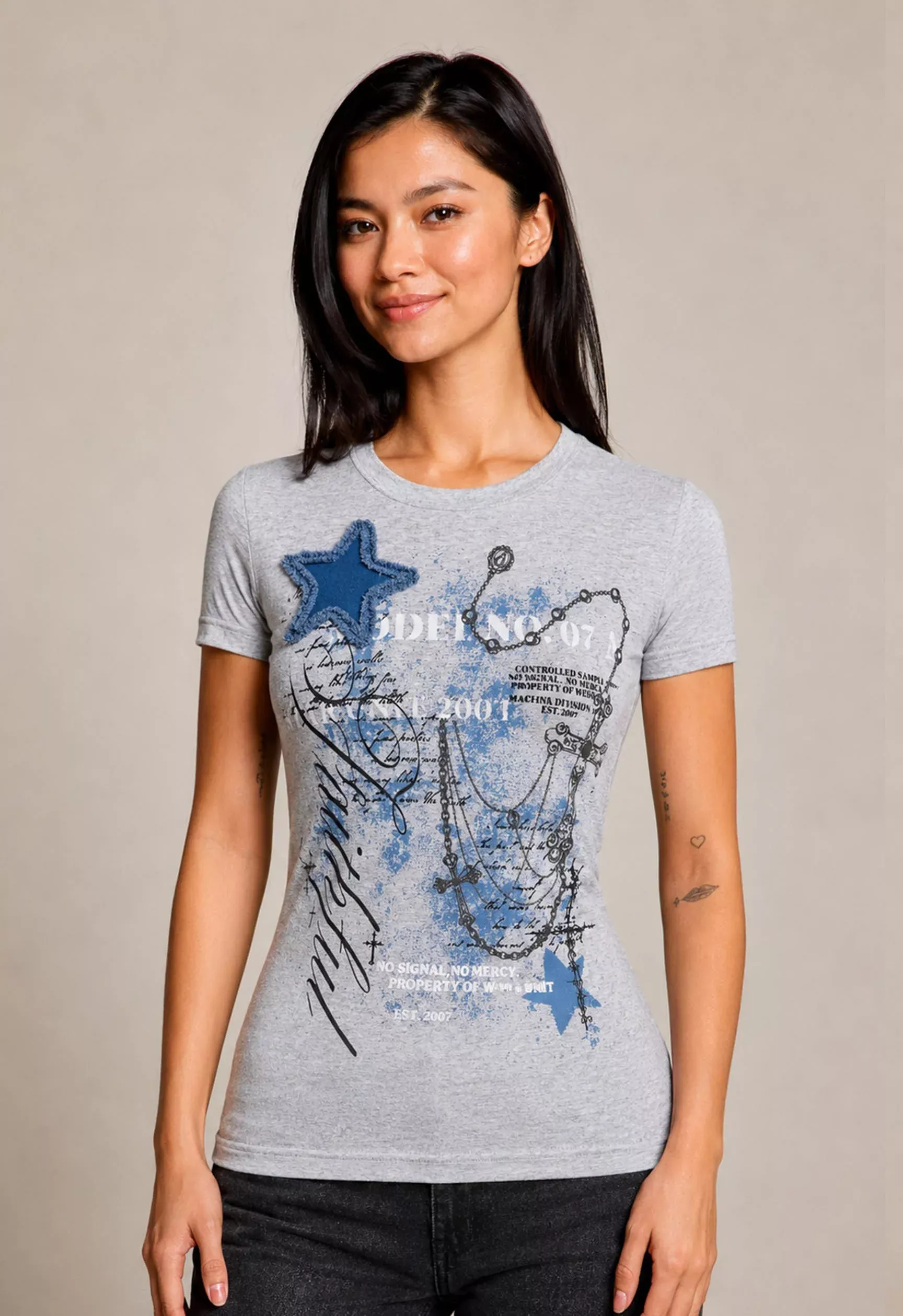 W Y2K Denim Star T-shirt