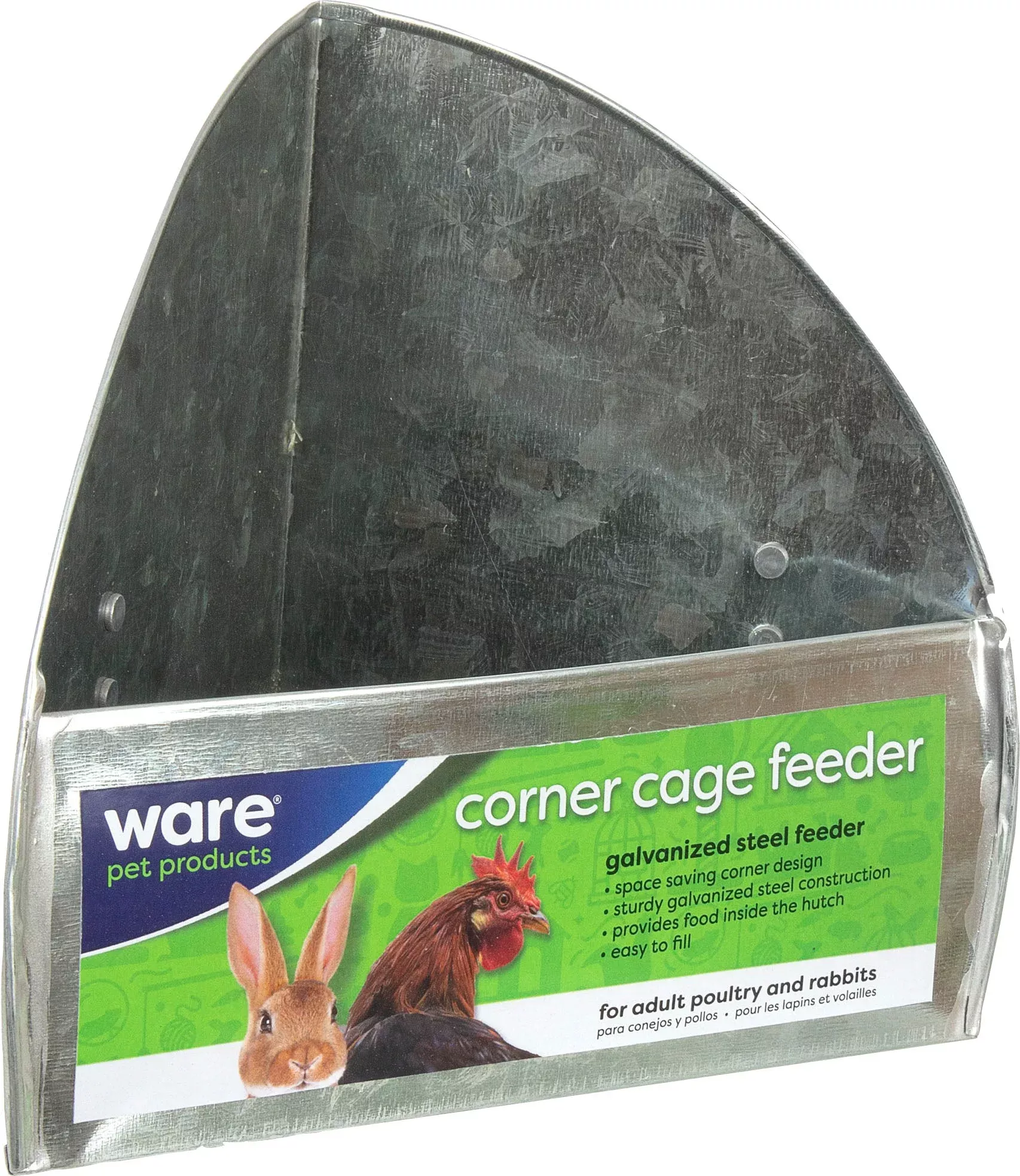 Ware Chicken Corner Cage Feeder Metal 6 x 4.75 x 4.75 in