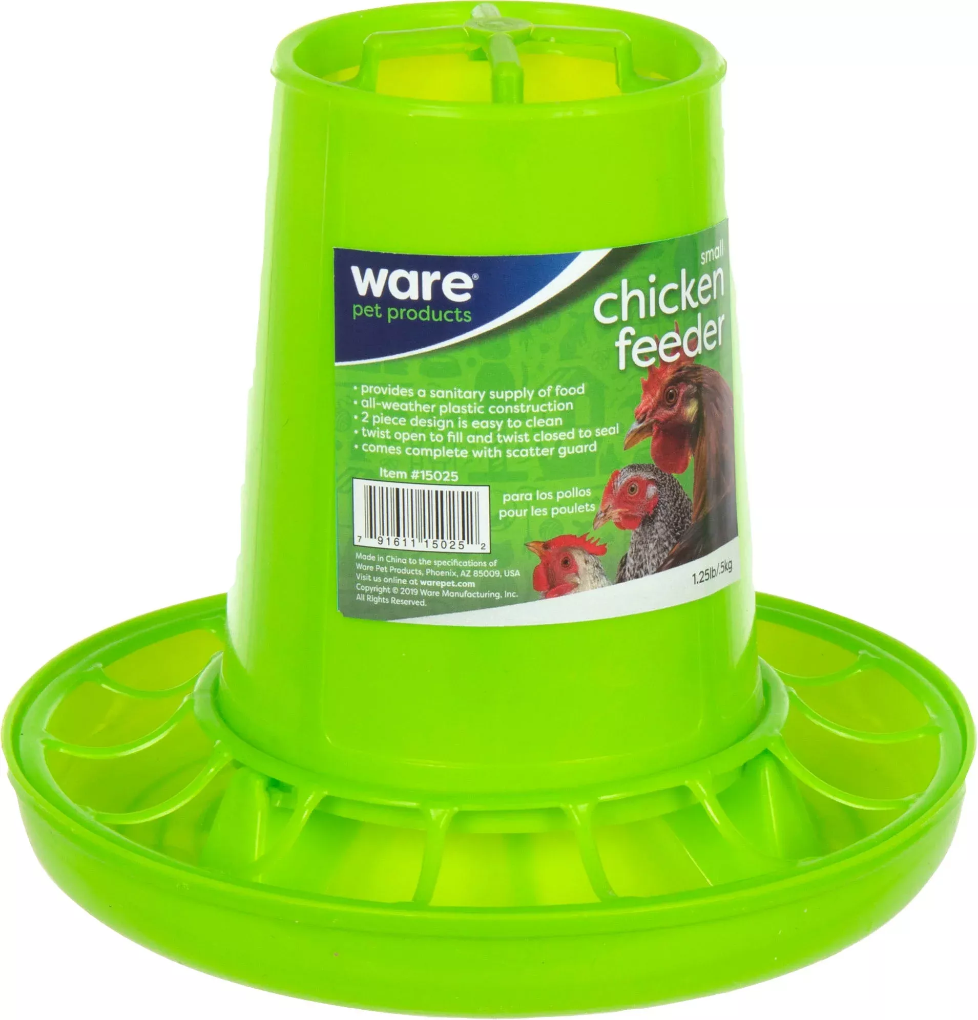 Ware Plastic Chicken Feeder Small 1 lb Green