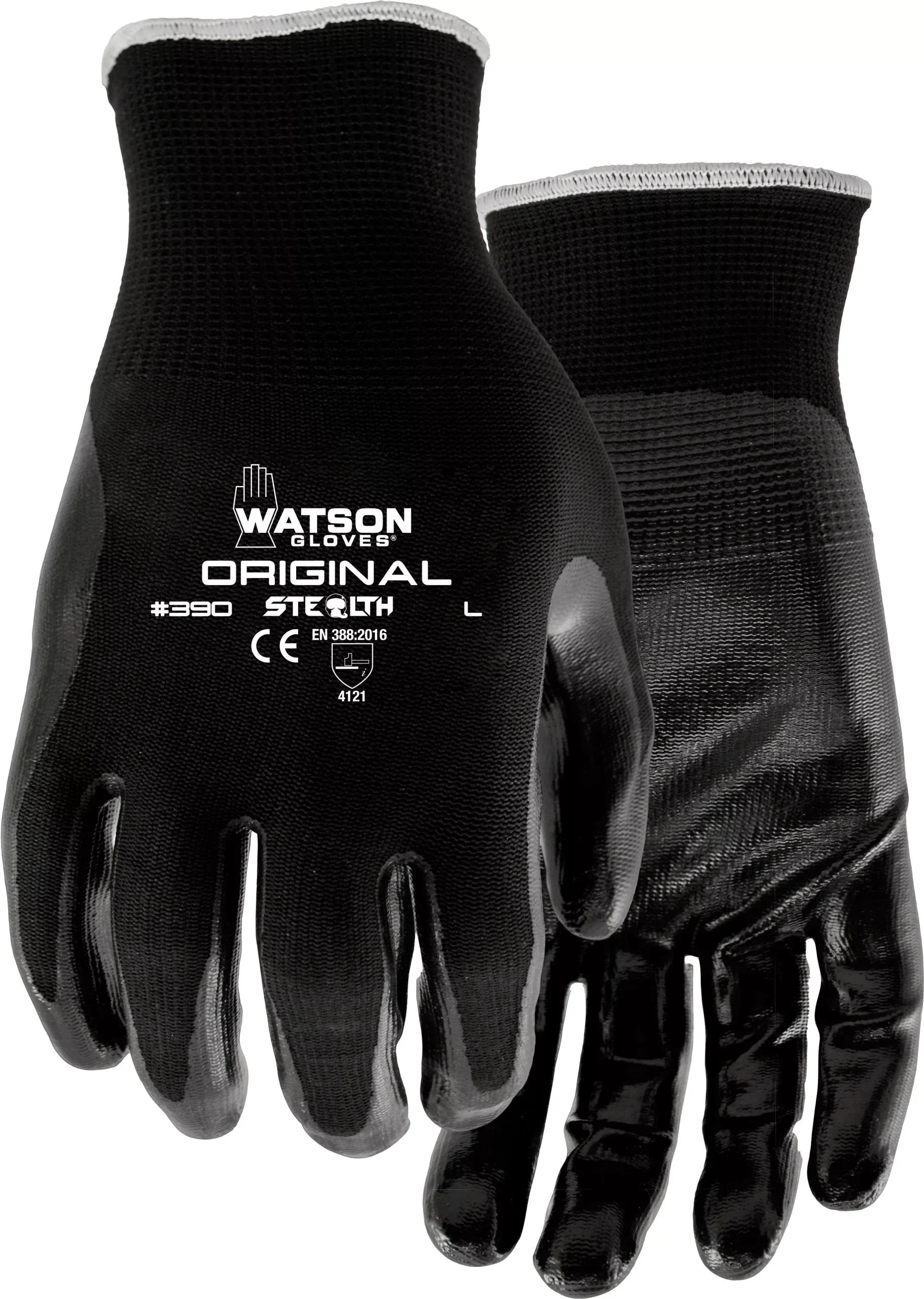 Watson Gloves Men's Stealth Original Nitrile Gloves, Black, XL