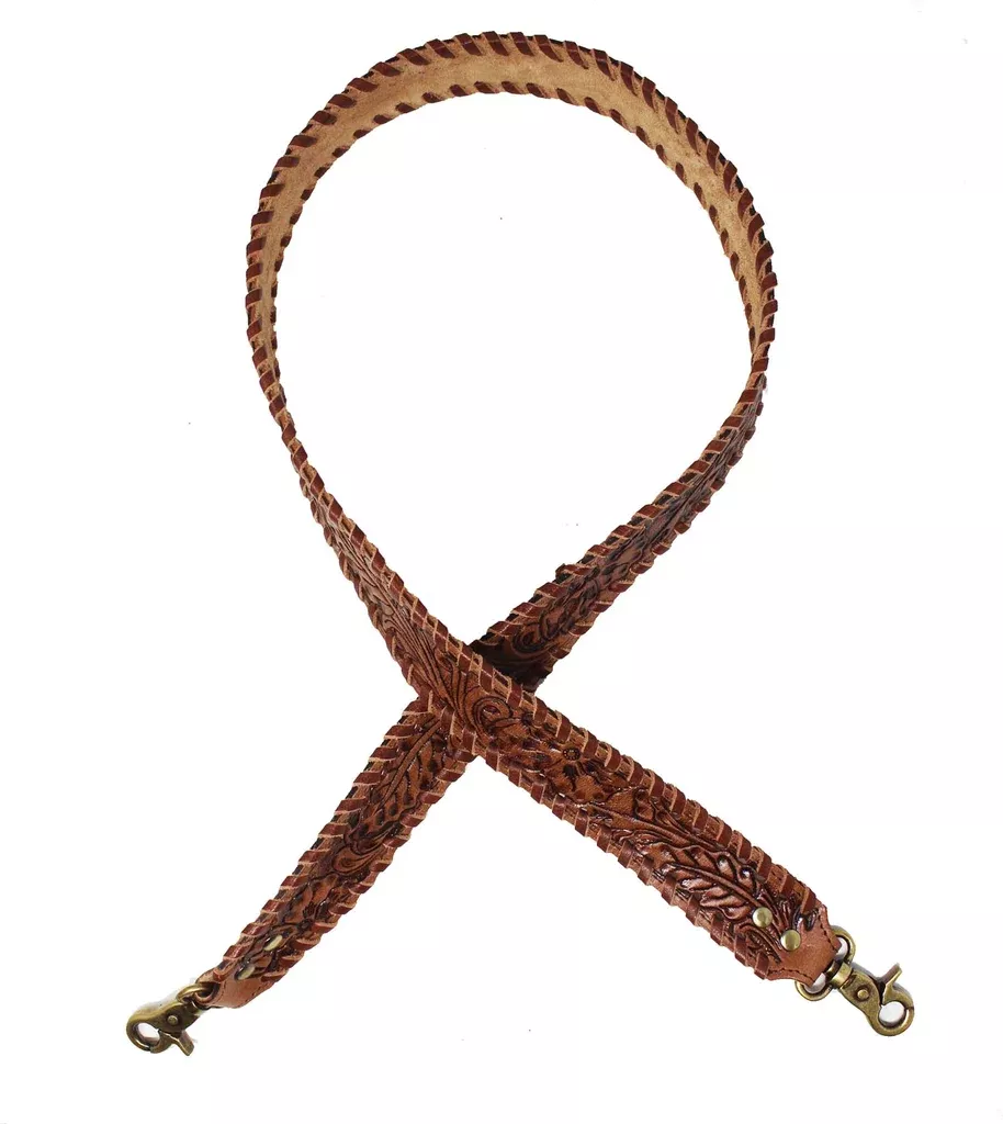 Western Floral Tooled Laced Leather Replacement Purse Shoulder Strap 115JQ01