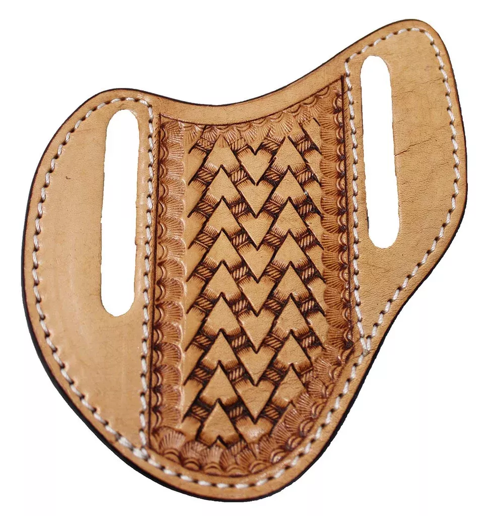 Western Leather Arrow Basket Weave Tooled Knife Holder Flat Sheath 29RST03B