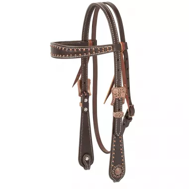 Western Outlaw Headstall, Copper Accents