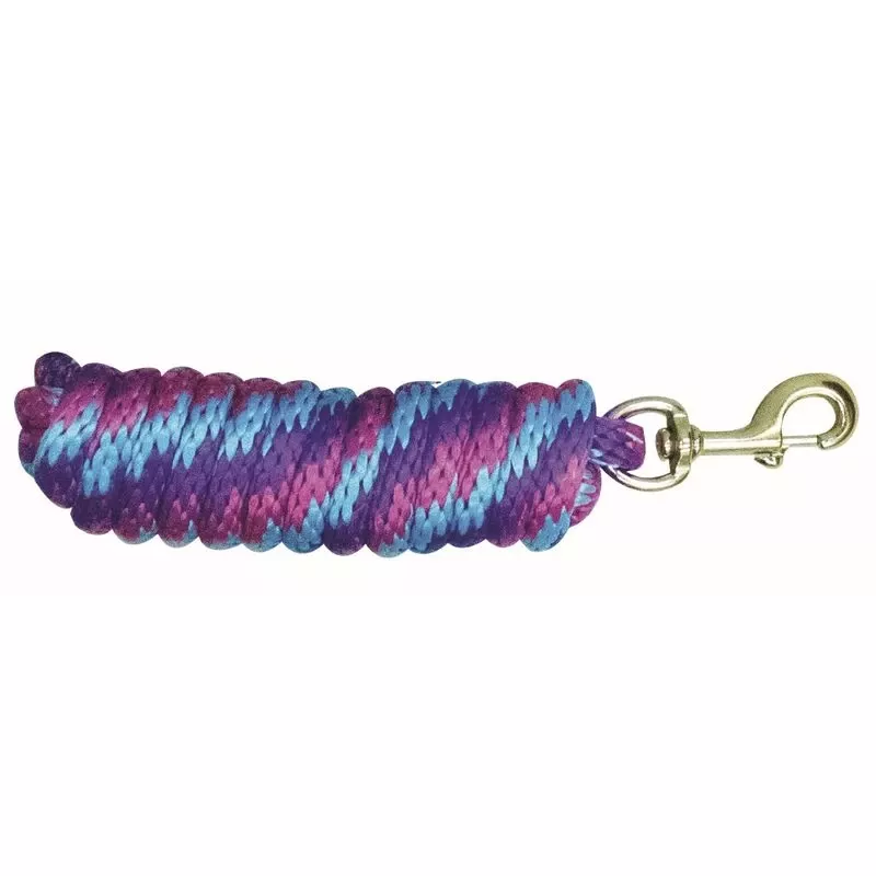 Western Rawhide 10′ Poly Lead W/Solid BrassBolt Snap – Fuchsia/Purple/Turquoise
