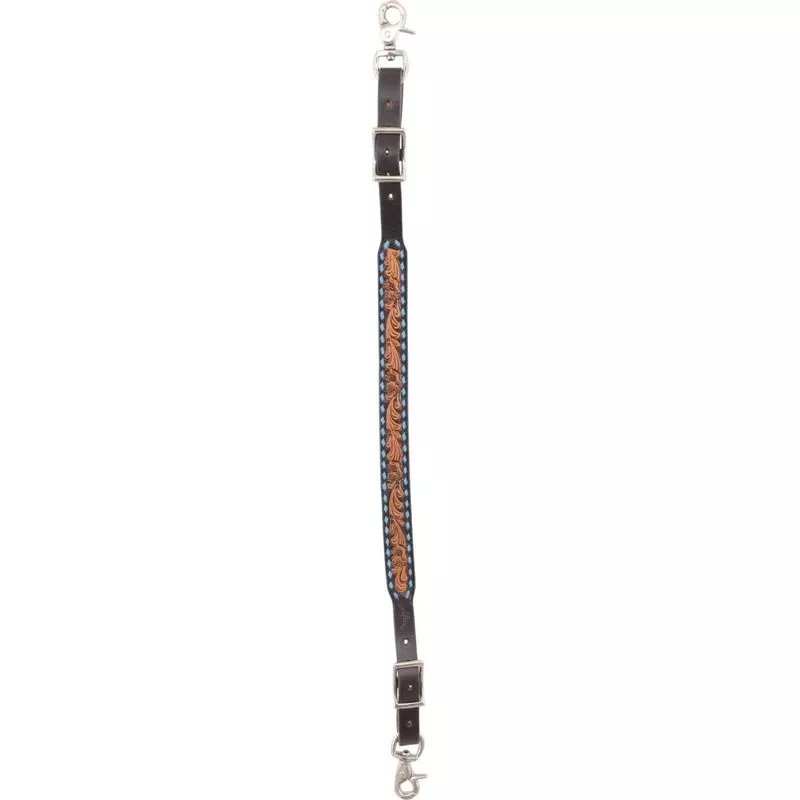 Western Rawhide Turquoise Beaded Inlay Wither Strap – Dark Brown