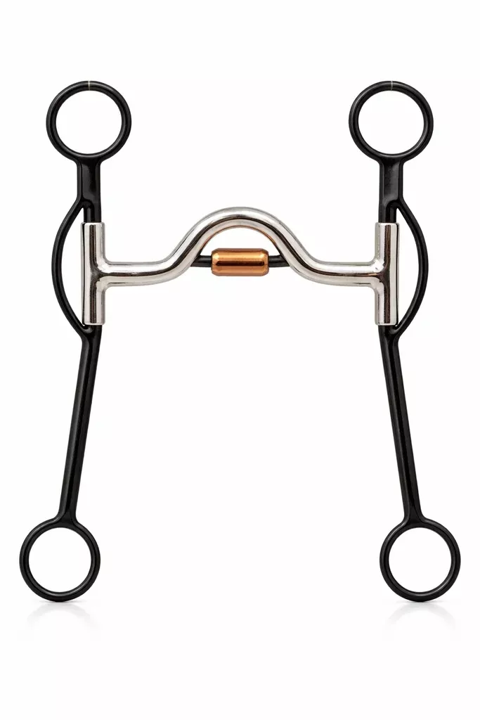 Western Sweet Iron SS 5" Medium Port Mouth Copper Roller Swivel Horse Bit 35682B