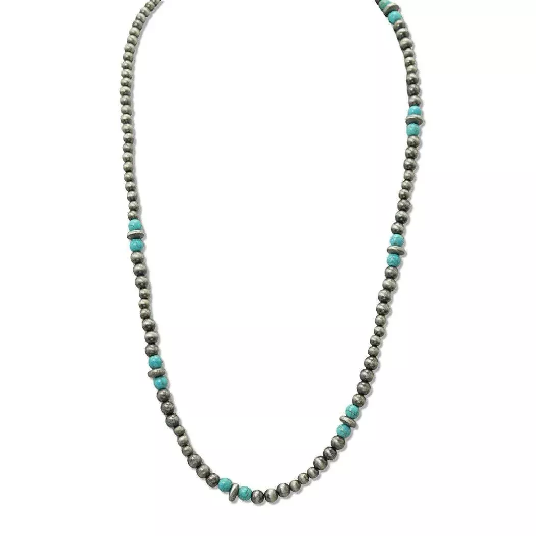 WESTERN TURQUOISE ACCENT NAVAJO BEADED NECKLACE, 108535
